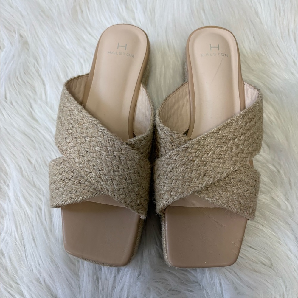 H by Halston Cream Braided Slip On Espadrille Sandals